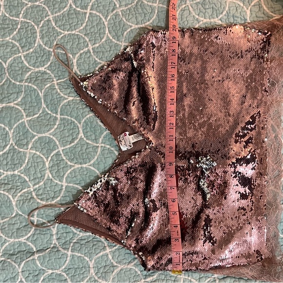 Free People Pink Swinging Sequins Lace Tank Top small Barbie - Picture 6 of 9